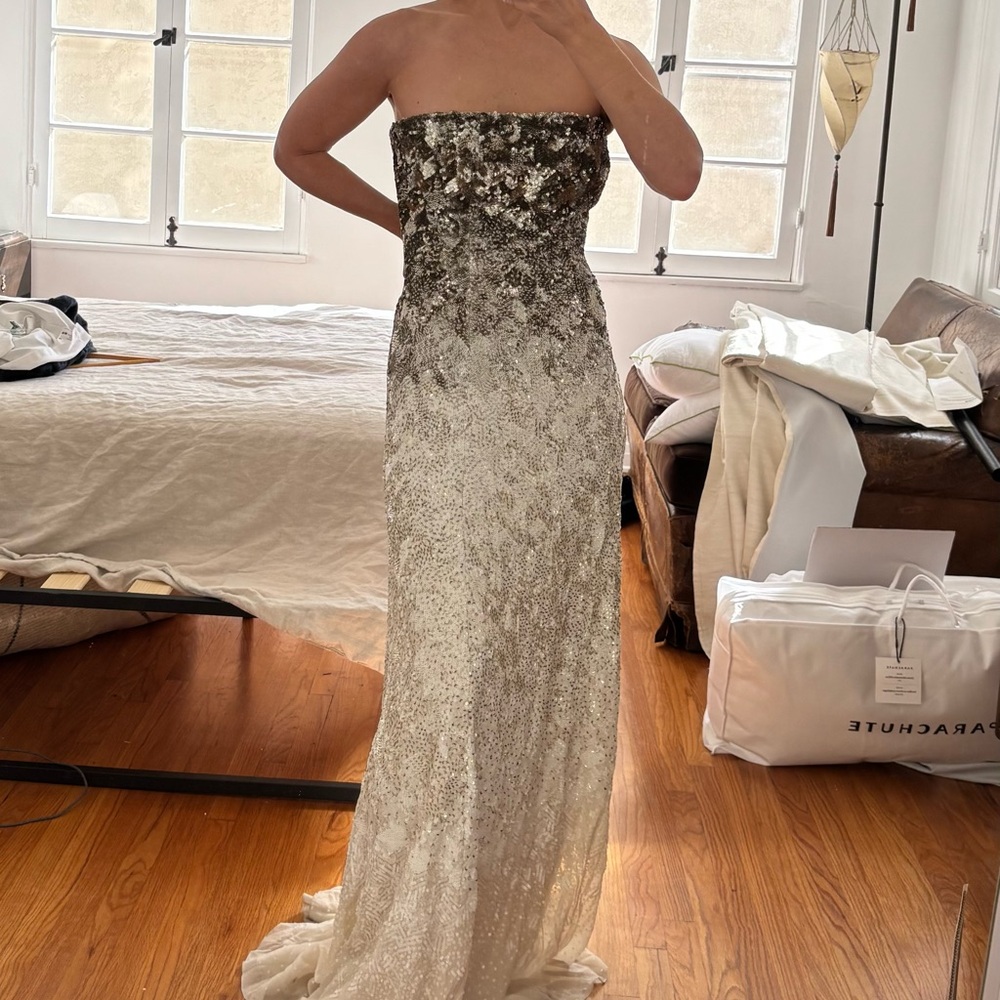 Vintage Oscar de la Renta Strapless Sequin Gown/Wedding Dress